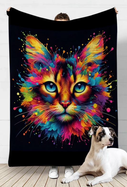 🐱✨ Vibrant Artistic Cat Blanket – Add Color, Warmth & Style to Your Home ✨🐱