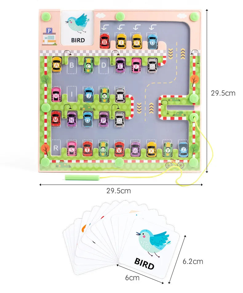 【Alphabet Raceway】2-in-1 Magnetic Letter Matching Maze